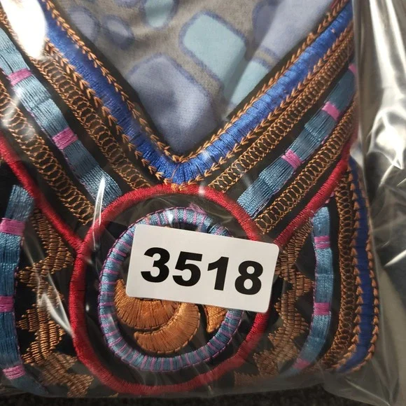 One World Butterfly Print Embellished V Neck Dolman Sleeve Tunic Top‎ Women M - Picture 8 of 8